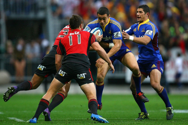 Highlanders playing their first Super Rugby game at Forsyth Barr Stadium in 2012