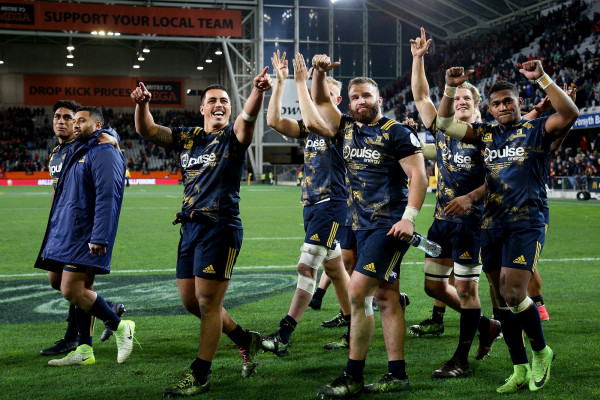 Highlanders after beating the British and Irish Lions at Forsyth Barr Stadium in 2017
